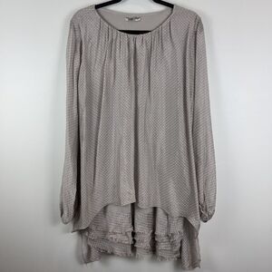 Baci Tunic Top Women Medium Multi Silk Draped Blouse Artsy Casual Flowy Ruffle‎